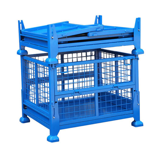 Collapsible Metal Mesh Stillage Cage for Storage and Transport